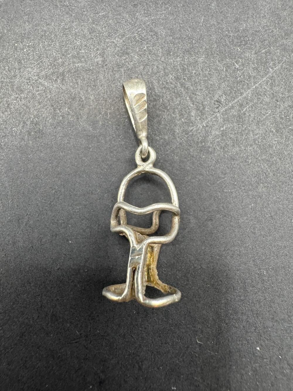 Vintage Signed Sterling Silver 925 Abstract Modernist Charm Pendant 0.43"